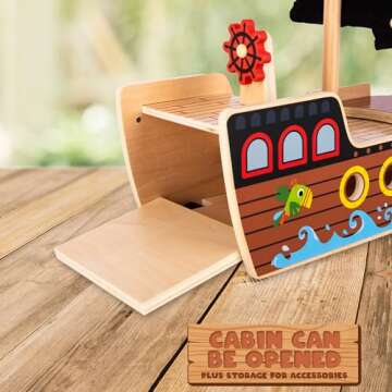 ArtCreativity Wooden Pirate Ship Toy Set for Adventurous Kids