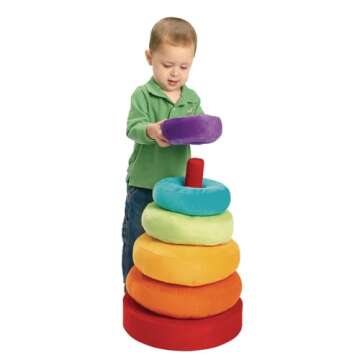 Excellerations Giant Plush Rainbow Stacking Ring for Kids Classroom Game for Children