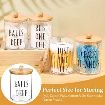 4 Pack Qtip Holder Apothecary Jars with Lids,10 oz Clear Bathroom Organizer Storage, Containers for ...