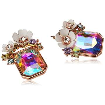 Betsey Johnson Flower Cluster Stone Drop Earrings