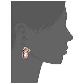 Betsey Johnson Flower Cluster Stone Drop Earrings