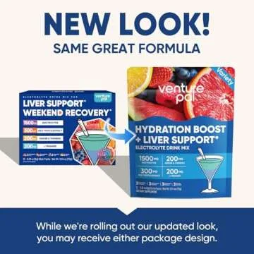 Venture Pal Hydration Boost + Liver Support - Sugar-Free Electrolyte Drink Mix Packets with 7 Electr...