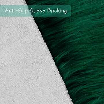 duduta Emerald Green Faux Sheepskin Runner Rug 2x6 ft, Fluffy Shag Fur Couch Sofa Covers Dresser Runner Washable