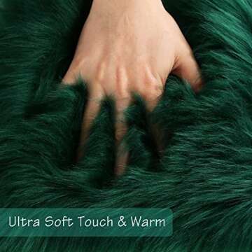 duduta Emerald Green Faux Sheepskin Runner Rug 2x6 ft, Fluffy Shag Fur Couch Sofa Covers Dresser Runner Washable
