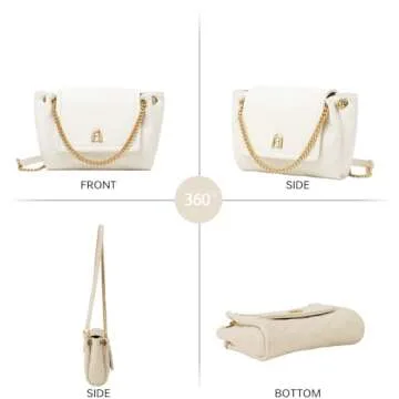 LAFESTIN Small Quilted Crossbody Bags For Women With Chain Strap, Trendy Small Shoulder Bag, Soft Clutch Women's Crossbody Handbags - Ivory White