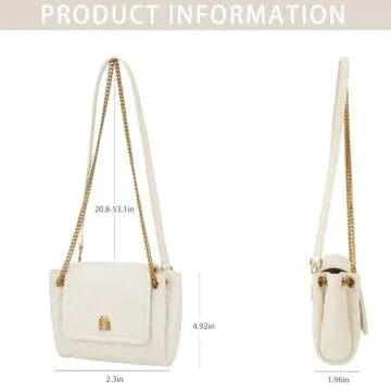 LAFESTIN Small Quilted Crossbody Bags For Women With Chain Strap, Trendy Small Shoulder Bag, Soft Clutch Women's Crossbody Handbags - Ivory White