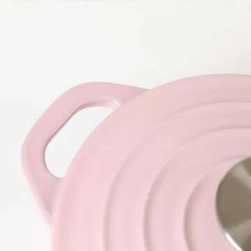 HAWOK Enameled Cast Iron Mini Dutch Oven,Dia5.51inch,23oz, Set of 2 Pink