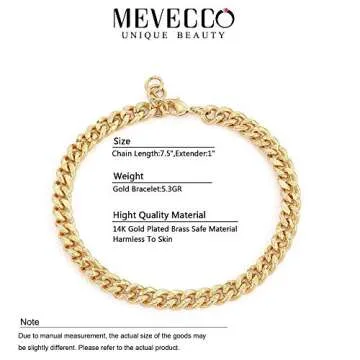 MEVECCO Gold Dainty Cuba Link Chunky Chain Bracelets,18K Gold Plated Simple Wide Cuban Curb Chain Oval Handmade Cute Emboss Spiral Chunky Rolo Paperclip Chain Diamond Cut Dainty Bracelet for Women