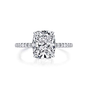 Bo.Dream Cushion Cut 3ct Cubic Zirconia CZ Platinum Plated Sterling Silver Engagement Rings