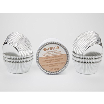 Gifbera Silver Foil Cupcake Liners - 200 Count