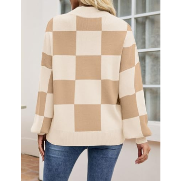 Stylish ZESICA Women's Turtleneck Lantern Sleeve Sweater