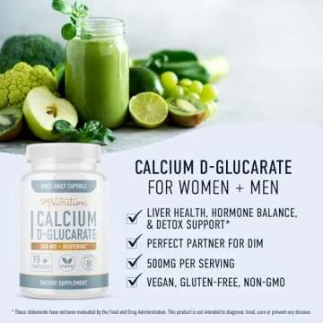 Calcium D-Glucarate | 500mg | CDG for Liver Detox & Cleanse, Hormone Balance, Metabolism & Menopause...