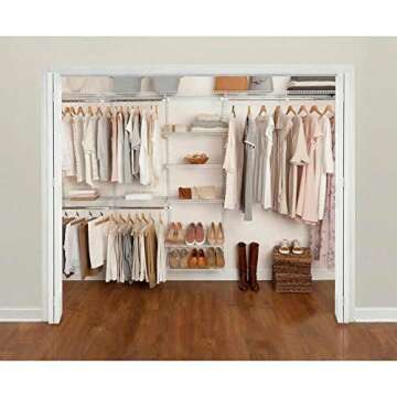 Rubbermaid Configurations Custom Closet Kit, 6-10 Ft. Adjustable Metal Wire Shelving, White Finish, ...
