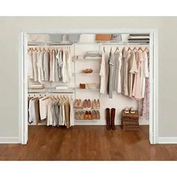 Rubbermaid Configurations Custom Closet Kit, 6-10 Ft. Adjustable Metal Wire Shelving, White Finish, Expandable Organization System, Hardware Included, for Home Closet/Pantry/Laundry/Mudroom