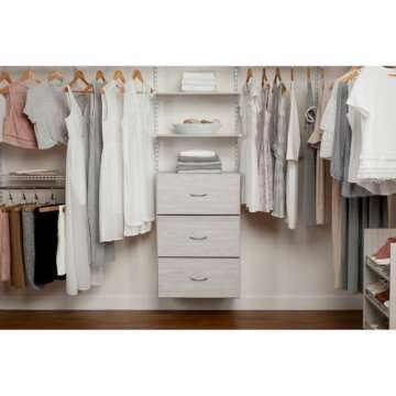 Rubbermaid Configurations Custom Closet Kit, 6-10 Ft. Adjustable Metal Wire Shelving, White Finish, Expandable Organization System, Hardware Included, for Home Closet/Pantry/Laundry/Mudroom