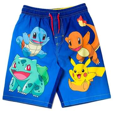 Pokemon Boys Rash Guard & Swim Trunks Set - UV Protection
