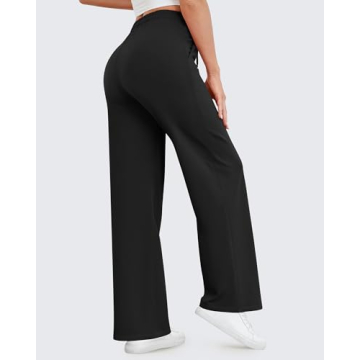 G4Free Comfortable Black Wide Leg Pants for Active Women