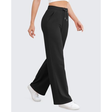 G4Free Comfortable Black Wide Leg Pants for Active Women
