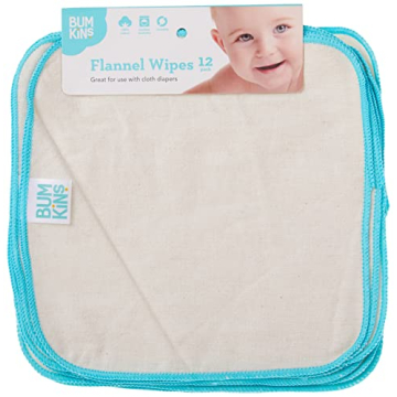 Bumkins Reusable Eco-Friendly Flannel Baby Wipes 12-Pack