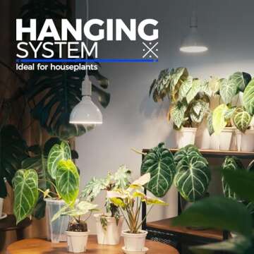 Barrina LED Grow Light Bulb, 50W (2 x 25W) Full Spectrum, with 16.4FT Power Cord, Hanging Grow Lights for Indoor Plants, Large Tall Plant, Garden, Flowers, Greenhouse, 2-Head