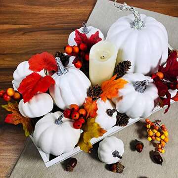 Artificial White Pumpkins for Fall Decor and Events