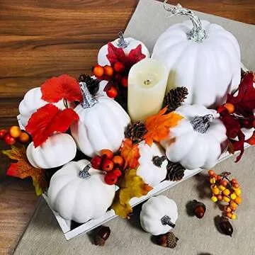 Artificial White Pumpkins for Fall Decor and Events