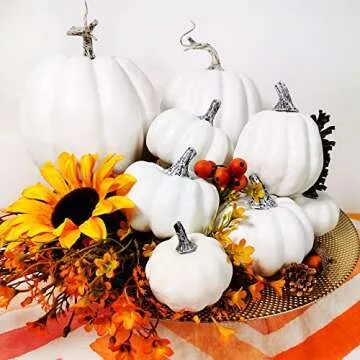 Artificial White Pumpkins for Fall Decor and Events
