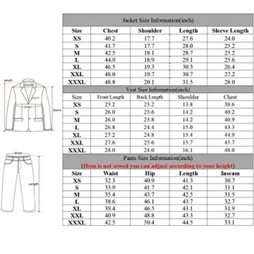 Boyland Men’s 3 Piece Tuxedo Suit Set for Weddings