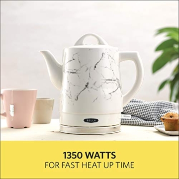 BELLA 1.5L Electric Ceramic Tea Kettle with Safety Features