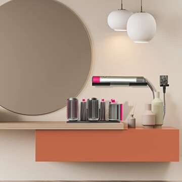 YOUSTOO Storage Holder for Dyson Airwrap Wall Mount Stand for Dyson Air Wrap Curling Iron Accessories Organizer for Dyson Wrap Bracket Rack Bathroom Bedroom