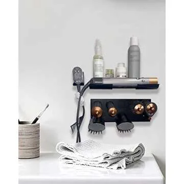 YOUSTOO Storage Holder for Dyson Airwrap Wall Mount Stand for Dyson Air Wrap Curling Iron Accessories Organizer for Dyson Wrap Bracket Rack Bathroom Bedroom