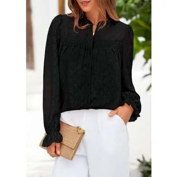 PRETTYGARDEN Lace Long Sleeve Blouse for Women