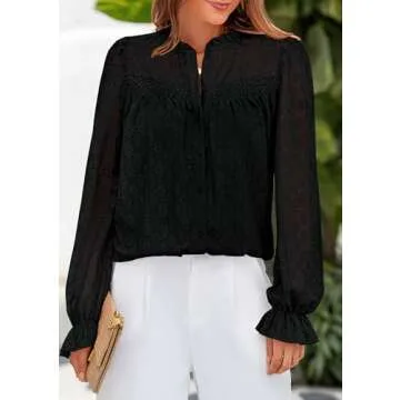 PRETTYGARDEN Lace Long Sleeve Blouse for Women