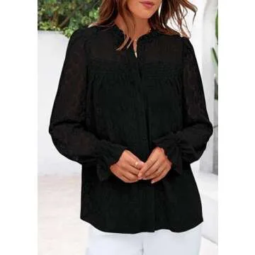 PRETTYGARDEN Lace Long Sleeve Blouse for Women