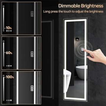Uliyati Full Length Mirror with Lights, 63"x16" Full Body Mirror with Light, Free Standing Lighted Floor Mirror, Wall Mounted LED Mirror Full Length, Dimming & 3 Color Lighting for Bedroom, White