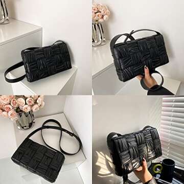 ELDA Woven Crossbody Bag for Women Cassette Bag Cloud Purse Fashion Ruched Bags Handmade Padded Handbag
