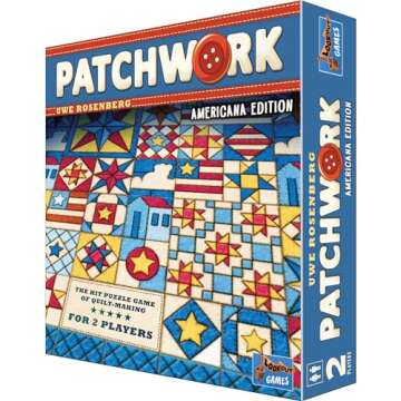 Patchwork Americana Edition Board Game - A Two-Player Quilting Strategy Game by Uwe Rosenberg! Inter...