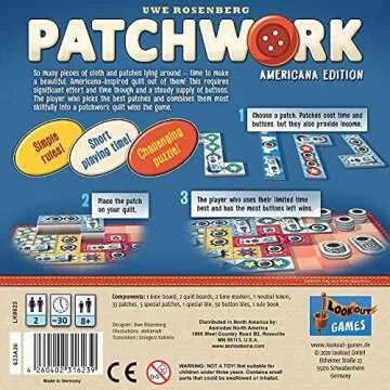 Patchwork Americana Edition: Fun Quilting Board Game for 2 Players
