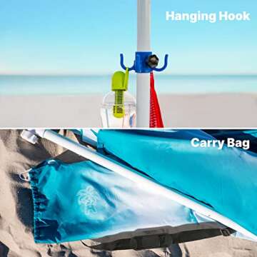 AMMSUN Beach Cabana, 6.2'×6.2' Beach Canopy, Easy Set up and Take Down, Cabana Tent with Sand Pockets, Instant Sun Shade with Side Wall, Sky Blue