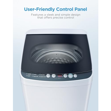 Midea MLTW09M1BWW Portable Washer with 6 Cycles, Drum Clean, Quick, Stainless Steel Tub, Transparent Lid, LED Display Washing Machine, 0.9 cu. ft, White