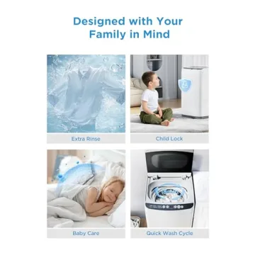 Midea MLTW09M1BWW Portable Washer with 6 Cycles, Drum Clean, Quick, Stainless Steel Tub, Transparent Lid, LED Display Washing Machine, 0.9 cu. ft, White