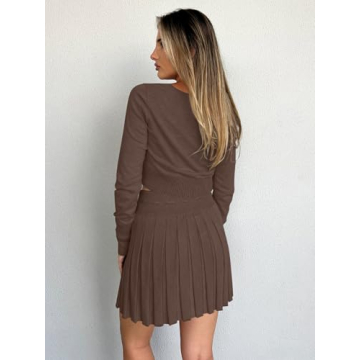 Stylish REORIA Women's High Waisted Pleated Skirt