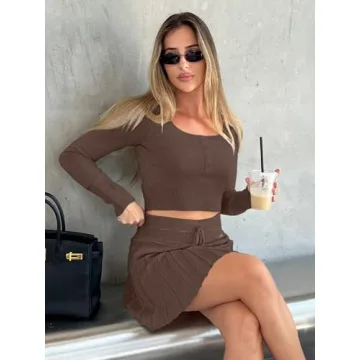 Stylish REORIA Women's High Waisted Pleated Skirt