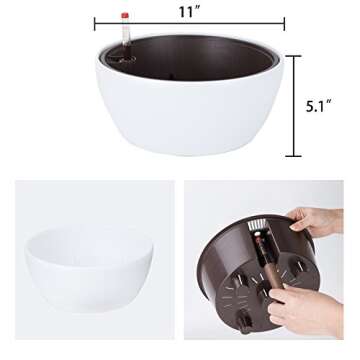 Vencer 11 Inch Plastic Round Self Watering Planter,Water Indicator,Modern Decorative Planter Pot for...