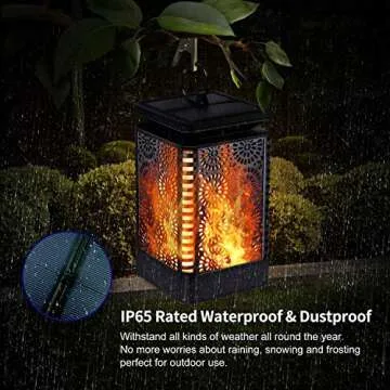Solar Lantern Outdoor Waterproof, Flickering Flame Hanging Solar Lanterns Lights Retro Led Night Lights Dusk to Dawn Auto On/Off for Garden Porch Patio Deck Balcony Yard Pathway, 2 Pack