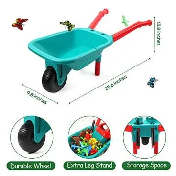 CUTE STONE Kids Gardening Tool Set, Garden Toys with Wheelbarrow, Watering Can, Shovel, Flower Garden Building Toy, Pretend Play Outdoor Indoor Toy, Activities Stem Toy Gifts for Boys Girls