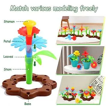 CUTE STONE Kids Gardening Tool Set, Garden Toys with Wheelbarrow, Watering Can, Shovel, Flower Garden Building Toy, Pretend Play Outdoor Indoor Toy, Activities Stem Toy Gifts for Boys Girls