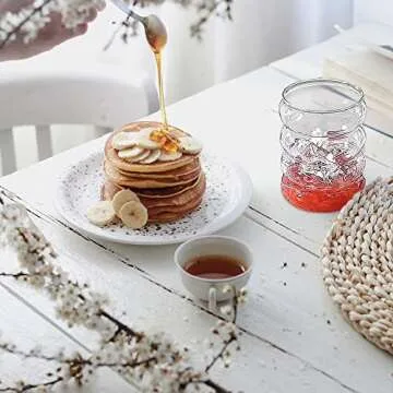 2 Pcs Creative Glass Cups Cute Ripple Shaped Vintage Drinking Glasses Ribbed Glassware Clear Aesthetic Cups Entertainment Dinnerware Glassware for Kitchen Bar Water Wine Beer Coffee Juice Beverage