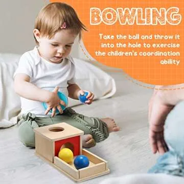 Sratte 3 Pcs Wooden Baby Toys Set, Object Permanence Box, Rainbow Drum, Colorful Multiple Shape Puzzles Toys, Preschool Toys Set for 6-12 Month Infant 1 2 3 Year Old Toddlers Babies