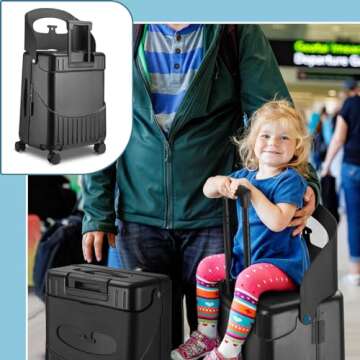 Bulyoou 20 Inch Ride on Luggage with Seat for Kids Expandable Ride on Suitcase with Spinner Wheels a...